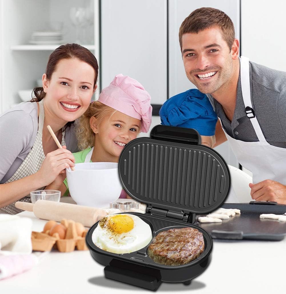 review XBR Barbecue Grill 750W Electric Barbecue Grill Fried Egg Burger Machine Non-Stick Flat Bottom Household Frying Pan Suitable for Family Gathering, 23.5 10cm