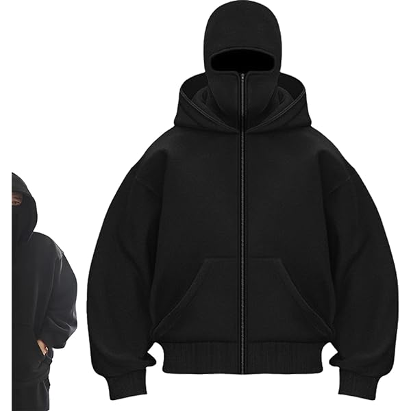 Balaclava Zip Hoodie Men Hoodie Balaclava Men Half Zip