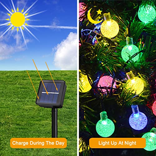 Solarlampen für Außen,Anmossi Solar Lichterkette Aussen,11M 60 LEDs Lichterkette,Bunt,8 Modi,Wasserdicht Außen Kugeln Lichterkette für Balkon,Garten,Bäume,Hochzeiten,Partys,Terrasse