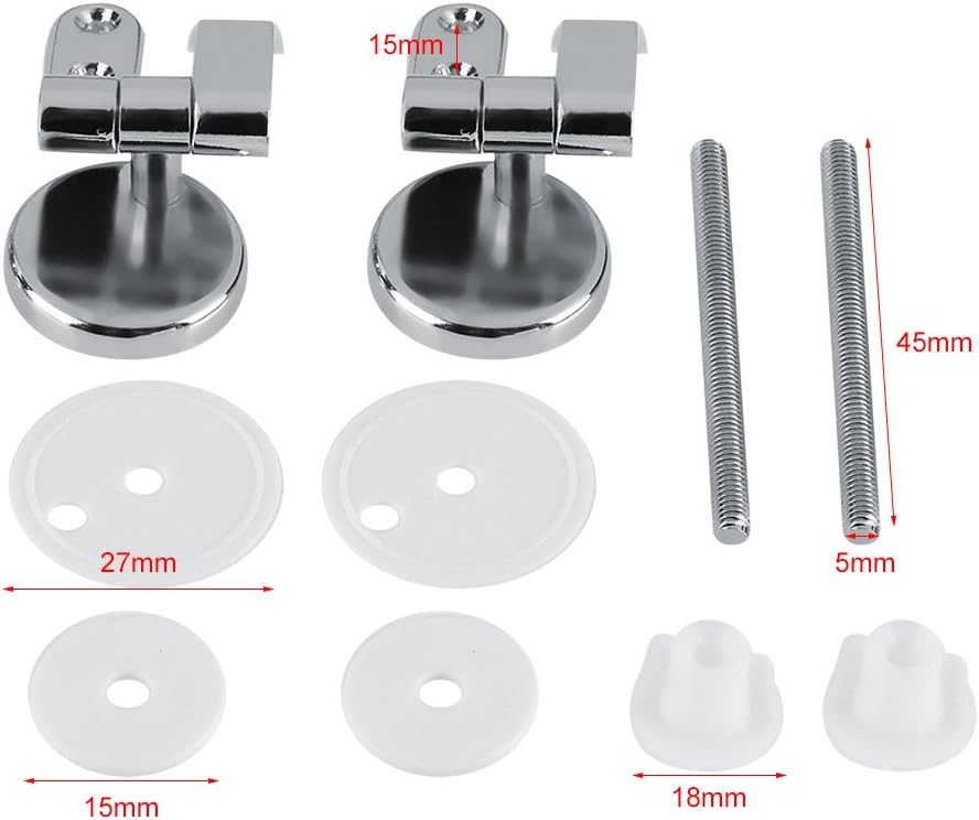 Chrome Toilet Seat Hinges 2Pcs Chrome Finished Bathroom Replacement Hinges with Fittings for Home Hotel Wood Toilet Seats - Image 5