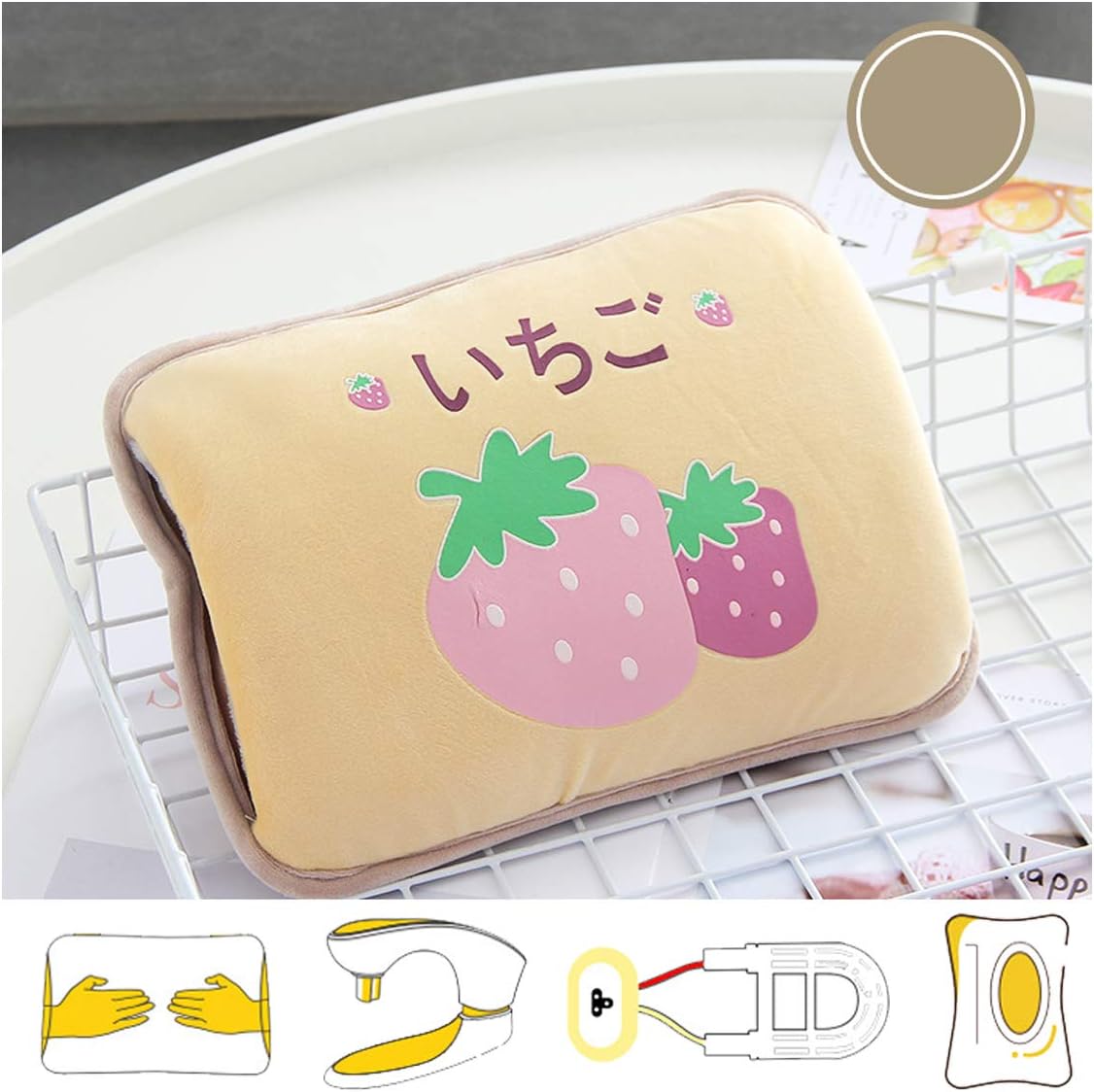 YYBF Hot Water Bottle, Electric Rechargeable, with Soft Touch Hand Pouch & Explosion-Proof Power Lead, Stays Warm for Up To 6 Hours,Yellow