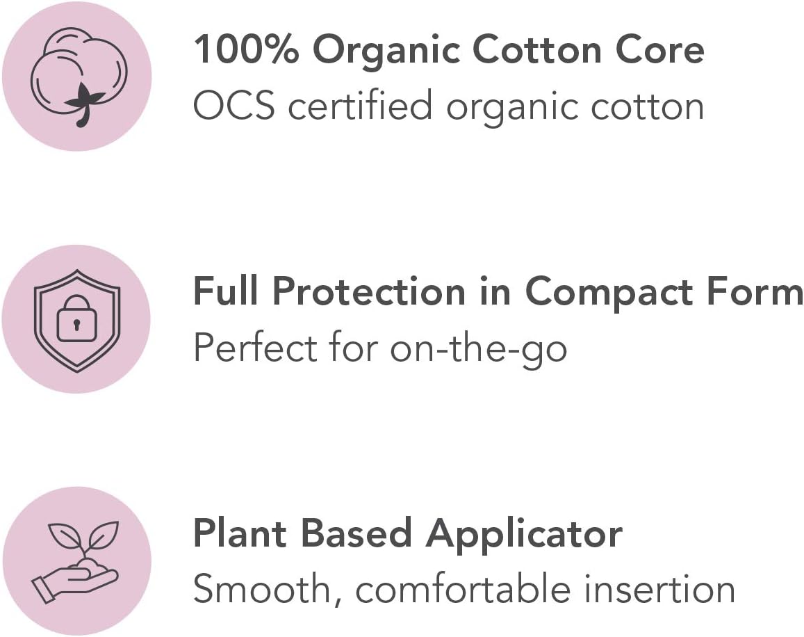 Rael Organic Cotton Compact Tampons - Regular & Super Size, Plant Based Applicator, Chlorine Free, Compact Applicator with Leak Locker Technology (36 Count): Health & Personal Care