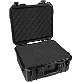 Jack Boss Hard Case, 13.6 x 11.4 x 6 Inch Portable Weather Waterproof Protective Camera Case with Customizable Foam, Fit Use of Drones, Camera, Equipments，Black