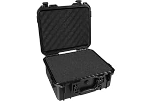 Jack Boss Hard Case, 13.6 x 11.4 x 6 Inch Portable Weather Waterproof Protective Camera Case with Customizable Foam, Fit Use of Drones, Camera, Equipments，Black