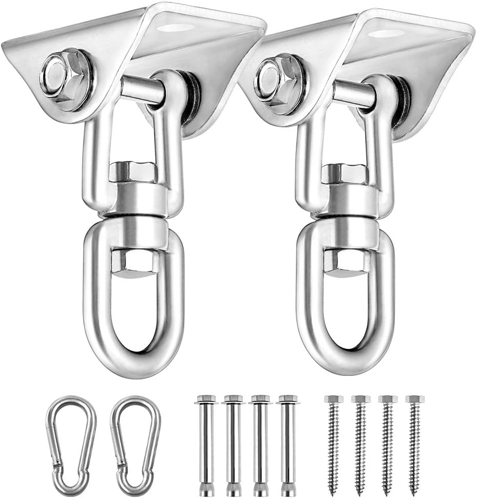 Newtion Innovative 1100 LB Capacity 2 PCS Stainless Steel 304 Heavy Duty Swing Hangers & Snap Hooks for Concrete Wooden Sets Trapeze Yoga Swingset Hammock Swing: Sports & Outdoors
