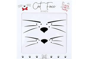 DDAZZLING Cat Face Whiskers Stickers, Animal Face Jewels, Costume Accessories Face Gems Jewels,One Sheet Two Sets, Easy to Apply and Remove (Black)
