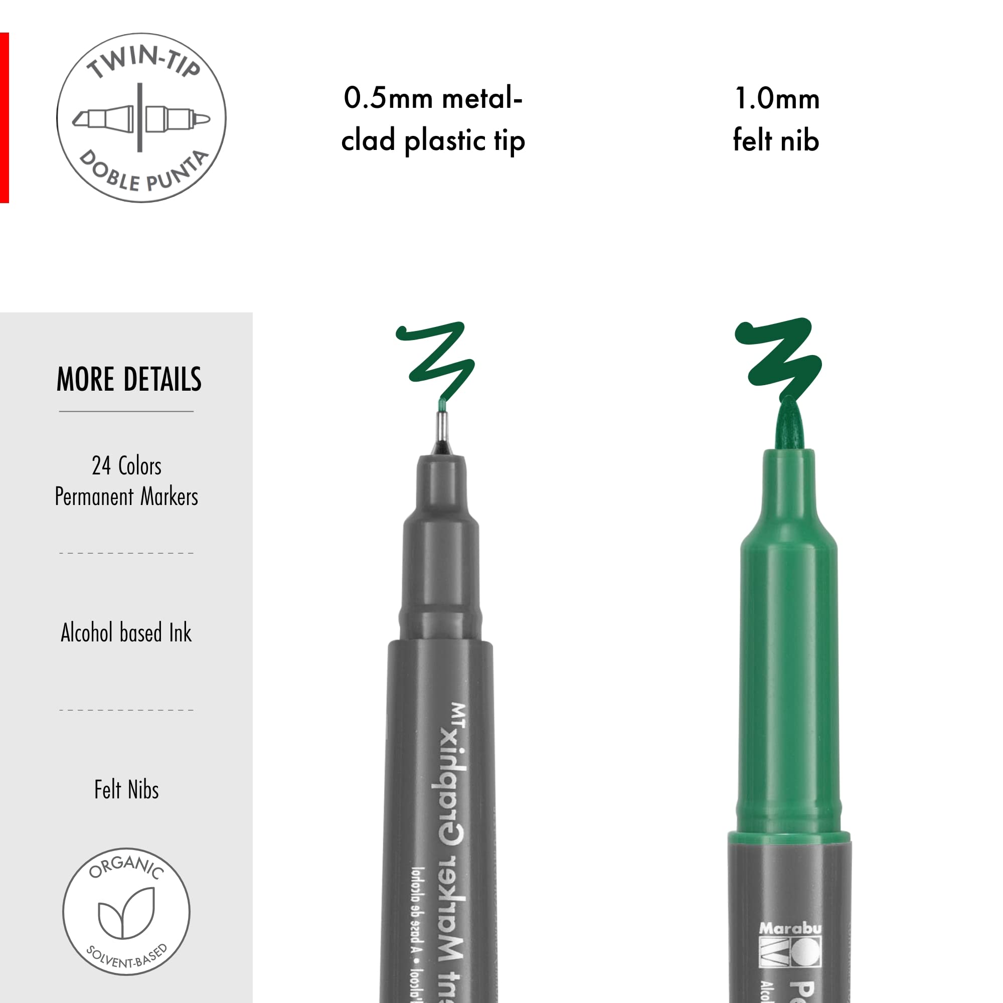 Permanent Markers - 24 Fine & Ultra Fine Point Permanent Markers for Artists and Everyday Use - Dual Tip