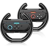 Switch Steering Wheels for Nintendo Switch 2 JoyCon Controllers, Switch 2 Racing Wheels for Mario Kart World/ 8 Deluxe, Switch Driving Wheel Grip for Joy-Con 2 Controller Accessories-Black (2 Pack)