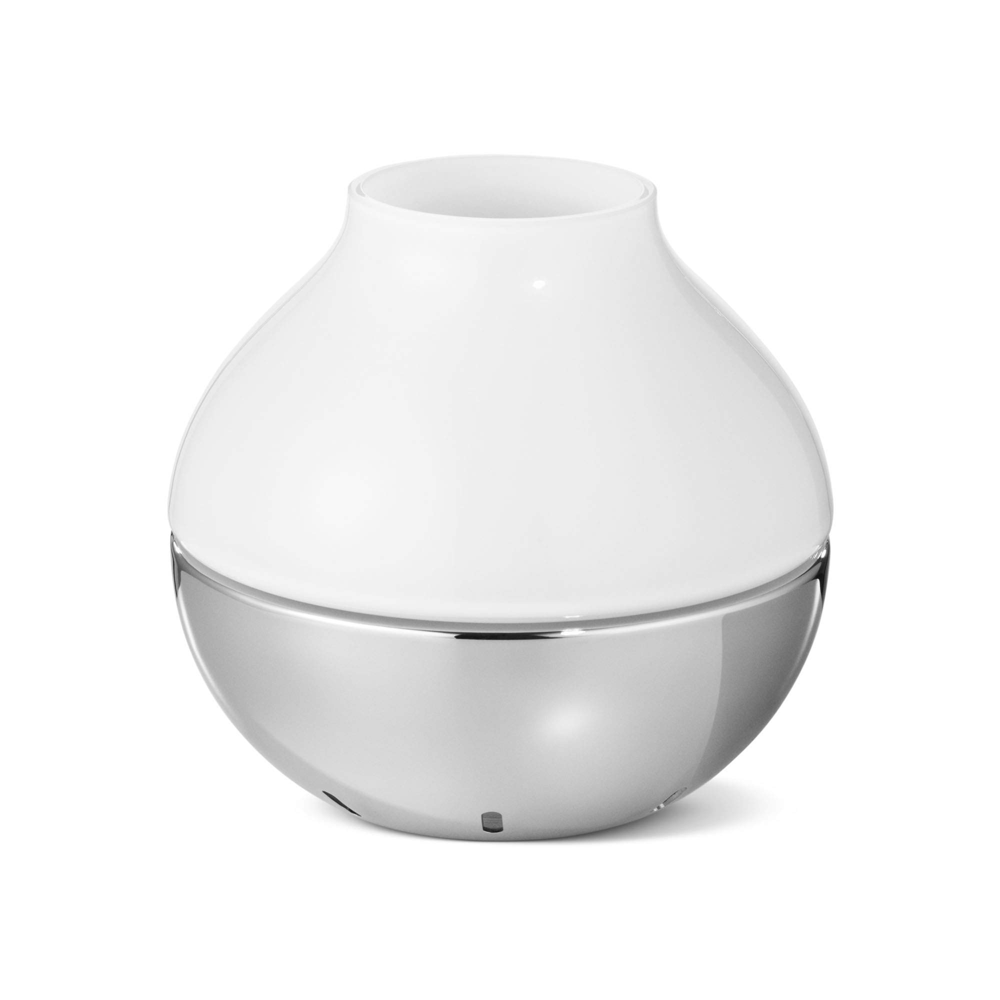 Georg Jensen Hurricane Candle Holder by Henning Koppel - Frosted White Glass and Highly Polished Stainless Steel - Medium