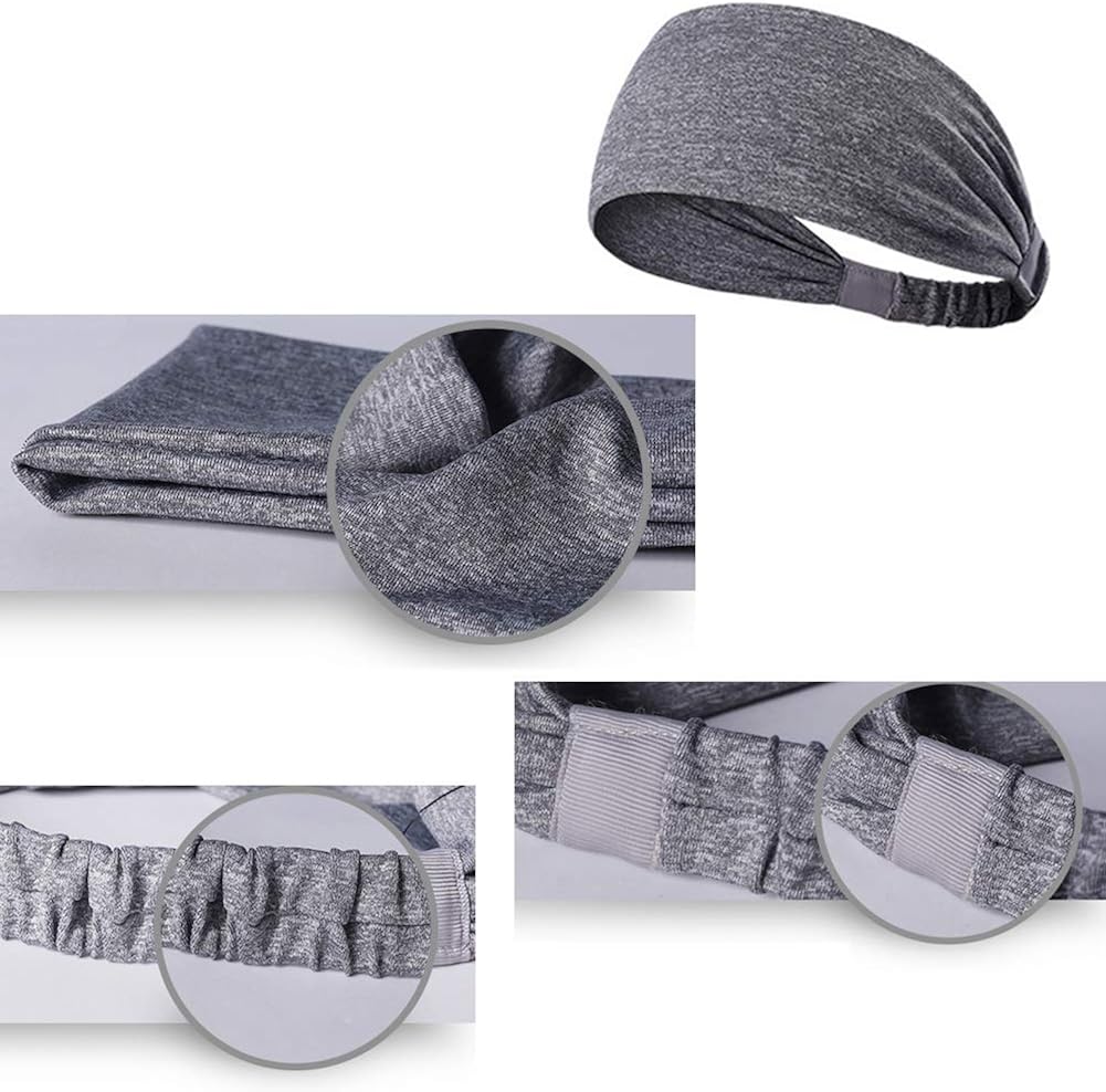 GoHZQ Sports Headband for Women 3 Pack Running Yoga Workout Headband Elastic Cotton Fabric Lightweight Non-slip Wicking Sweatband - Image 5