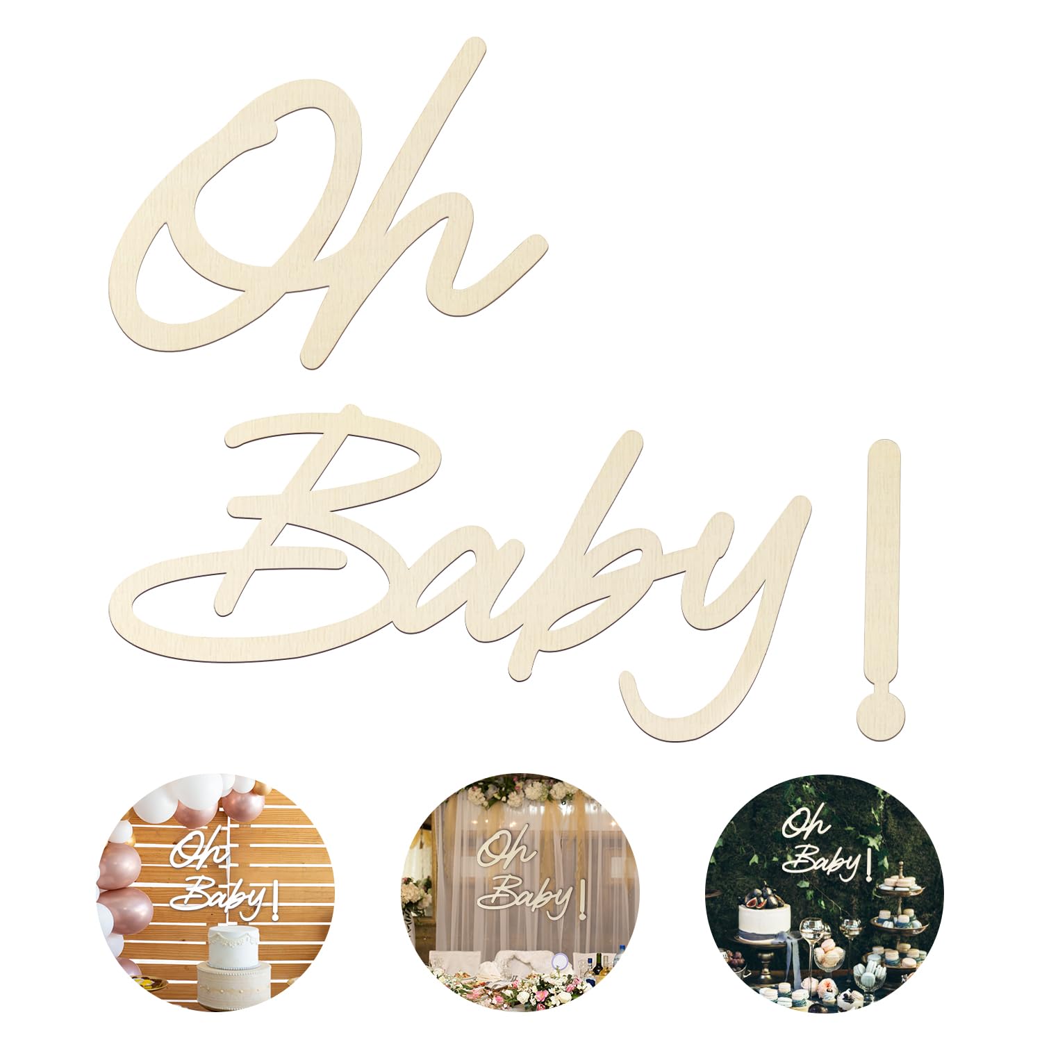 Rustic Wooden Oh Baby Sign for Backdrop, Boho Large Wood Oh Baby Letters Cutout Sign for Nursery Baby Shower Banner Background Decor 1st Birthday Baby Announcements Gender Reveal Party Decoration