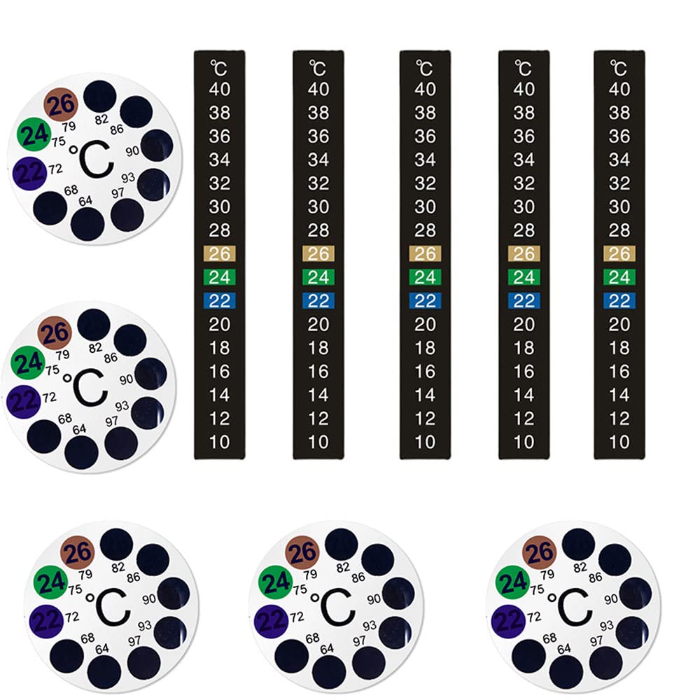 BDHI 10pcs Portable Aquarium Fish Tank Thermometer Temperature Sticker Stick-OnDigital Dual Scale Stick-On Celsius Thermometer Sticker(P04-10), Black