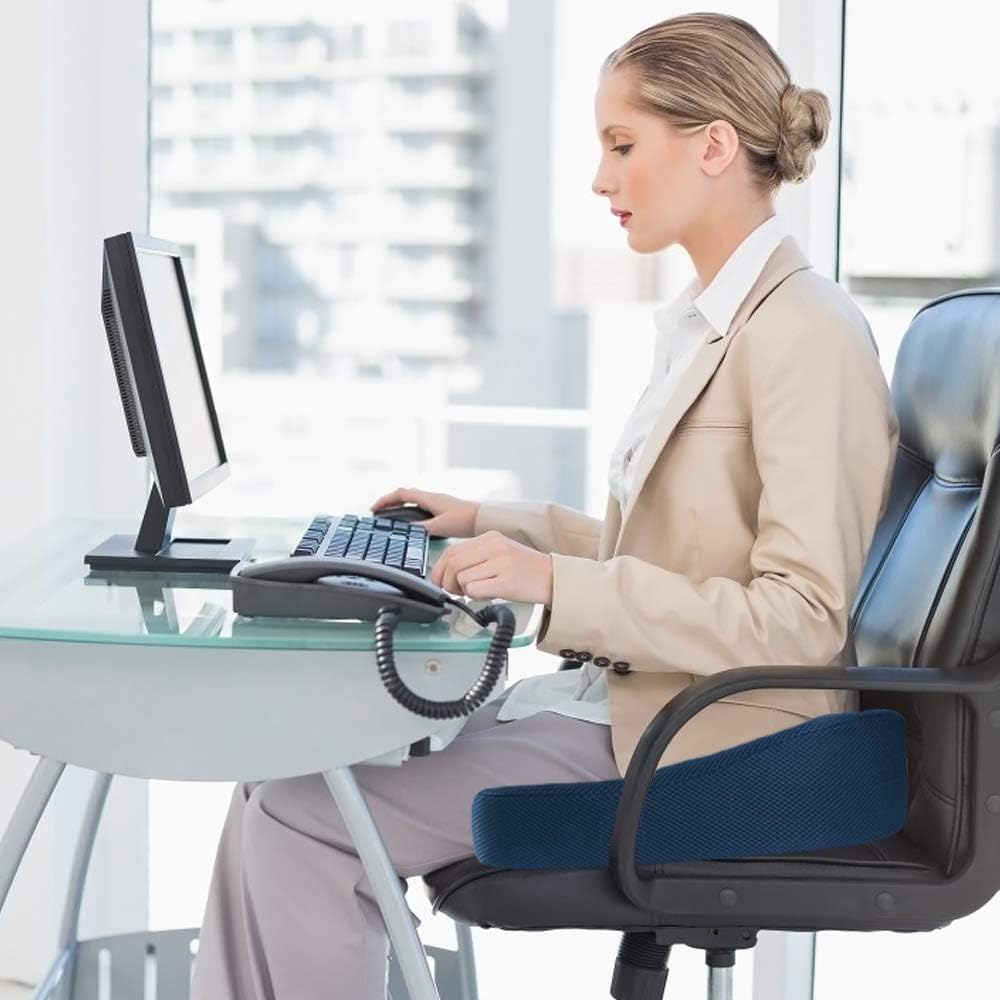 Seat Cushion for Office Chair, Mkicesky Memory Foam Coccyx Cushion Relieve Tailbone, Lower Back, Hip, Sciatica Pain, Ergonomic Seat Pad for Car, Wheelchair, Desk Chair and Sitting on Floor: Office Products