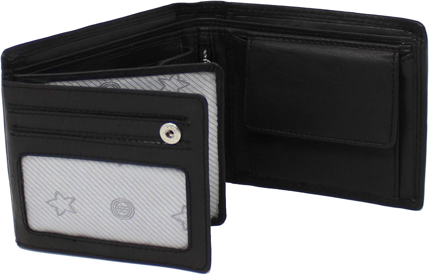 MORUCHA Mens RFID Blocking Real Leather Trifold Passcase Wallet M55 (Black), 12cm (Length) x 9.5cm (Height) x 2.2cm (Width) - Image 5