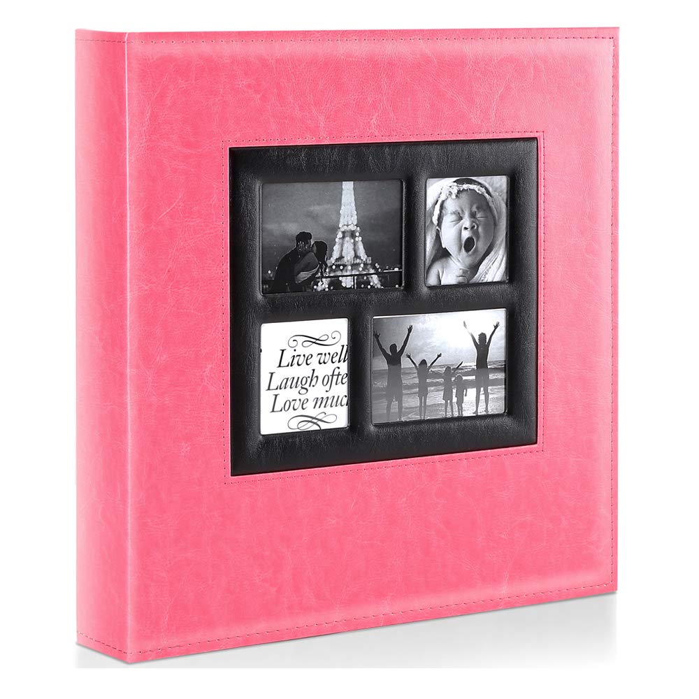 Benjia Photo Album 1000 Pockets 6x4 Photos, Extra Large Size Leather Cover Slip in Wedding Family Photo Albums that Holds 1000 6x4 / 10x15cm Photos Pictures Pink … — image 1