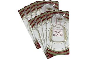 BANBERRY DESIGNS Brass Vinyl Coated Plate Hanger 5 to 7 Inch Plates - Set of 8 - Includes Hook and Nail for Hanging