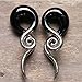 BodyJ4You 2PC Glass Ear Tapers Plugs 4G-16mm Black Metallic Spiral Gauges Piercing Jewelry Set