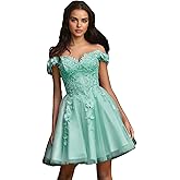 Ontoefy Off-Shoulder Tulle Homecoming Dresses 2026 Short Prom Dresses Lace Princess DAMA Dresses