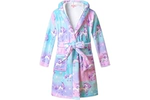 QPANCY Girls Robe Kids Bathrobes Soft Plush Fleece Pajamas Sleepwear