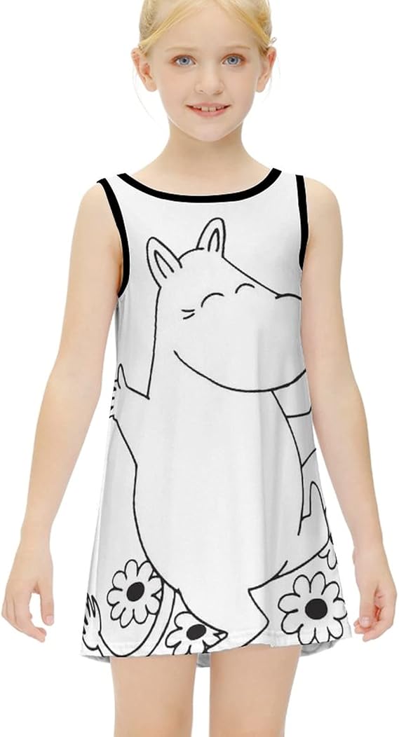 Amazon ドレス ムーミン ワンピースノースリーブガールズドレス かわいいプリンセスドレス アウトドアアクティビティビーチホリデーカジュアルドレス スカート 通販