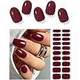 AutyaMee Semi Cured Gel Nail Strips (Burgundy Red)-20 PCS Gel Nail Stickers | Gel Nail Wraps | UV Light Required, Salon Quality & Easy to Use