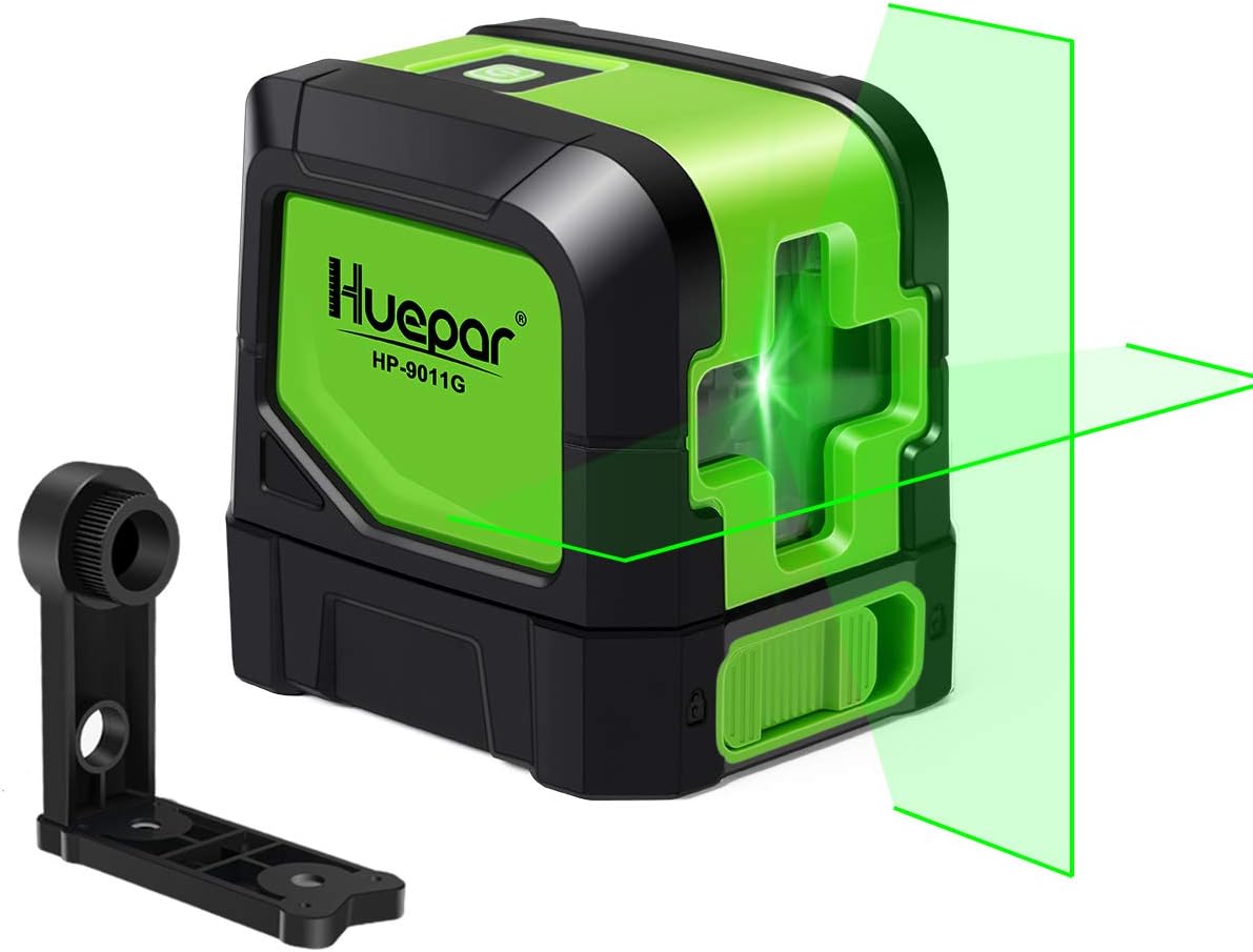 Huepar Green Laser Level DIY Laser SelfLeveling 98 Ft Cross Green Beam