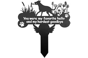 ENZUO Dog Grave Markers, 12"X 14" Metal Baked Enamel Memorial Dog Stake for Pet Headstone Decorations, Waterproof Pets Cemetery Plaque for Outdoors, Lost Sympathy Tombstone Memorial Garden Sign Gift