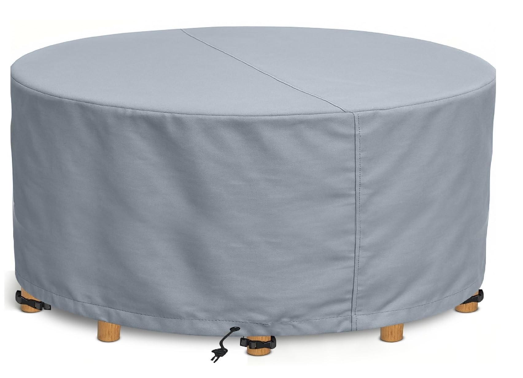 Kingsbridge Grey Heavy Duty 600D Waterproof Round Patio Table Cover (220cm), Anti UV, Breathable, Double Stitching, 220x80cm