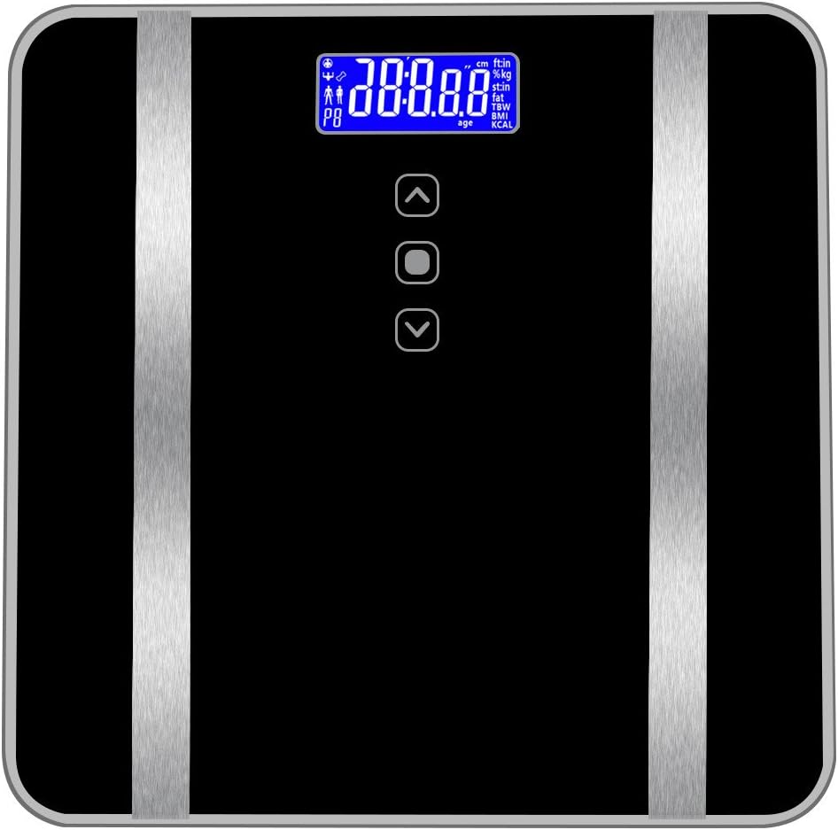 Digital Body Fat Scale, Body Monitor and Smart Bathroom Scale, Display Body Weight, Body Fat Rate, Water Content, Bone Content, Muscle Content, BMI and Calories