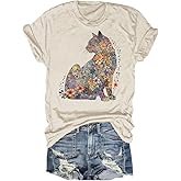 Beopjesk Womens Summer Giraffe Printed T-Shirt Funny Cute Animal Graphic Tees Tops