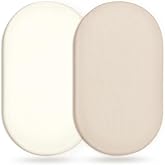 GRSSDER Stretchy Ultra Soft Fitted Bassinet Sheet 2 Pack, Universal Fit for Bassinets Baby Cradle Moses Basket Oval Rectangle Mattress Safe and Snug, Jersey Bassinet Sheets for Girls, Cream/Beige
