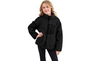 Dugcew Girls Fleece Jacket Sherpa Zip Up Outwear Fuzzy Fall Winter Coat with Pockets for Kids 5-14 Year