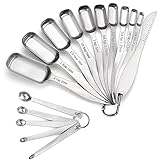 18/8 Stainless Steel Measuring Spoons Set of 16 Piece, Includes 10 Narrow Measuring Spoons, 1 Leveler and 5 Mini Measuring Sp
