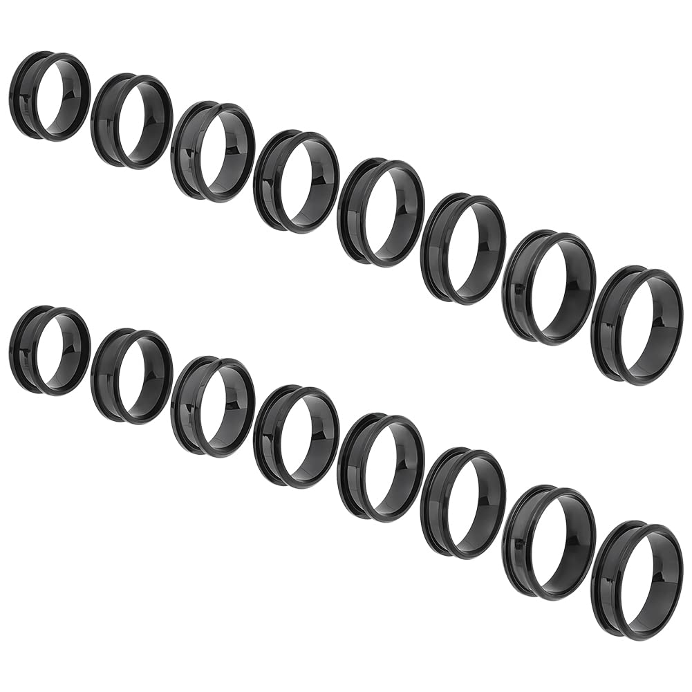 UNICRAFTALE 16pcs Stainless Steel Black Finger Ring 8 Sizes Blank Core Ring Blanks with Velvet Pouches for Jewelry Making