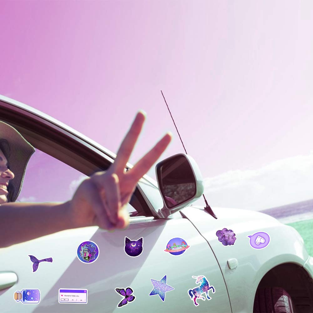 Cute VSCO Stickers 50 Pack Lovely Laptop Stickers Purple Skateboard Decal Sticker, Water Bottles Phone Travel Case Trendy Waterproof Stickers for Teen Girls Adults