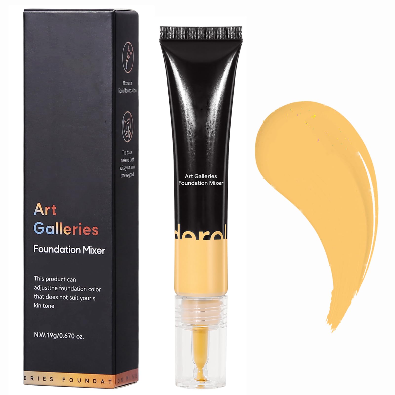 Liquid Foundation Mixer, Colour Corrector Blue Foundation For Mature Skin, Make Up Foundations Shade Adjuster, Face Primer Concealer Foundation Full Coverage, Anti-Redness (Yellow, 19g)