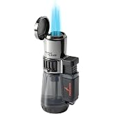 Firebird by Colibri Afterburner Triple Torch Lighter, Refillable 3 Flame Butane Torch Lighter, XL Fuel Tank, Adjustable Flame Wheel, Piezo Ignition, Ships Empty, Black
