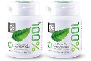 DC24 DAILY CARE 100% Xylitol Gum, No Aspartame, Sugar Free Chewing Gum, Natural Spearmint Flavor, Gluten Free, Vegan, 60 Pieces, Pack of 2