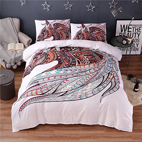 HomeBlove Horse Print 3D Duvet Covers Bedding Sets Full/Queen/King, Polyester Comforter Cover Sets 3-Piece, 1 Duvet Cover, 2 Pillowcases (Style-6, Full)