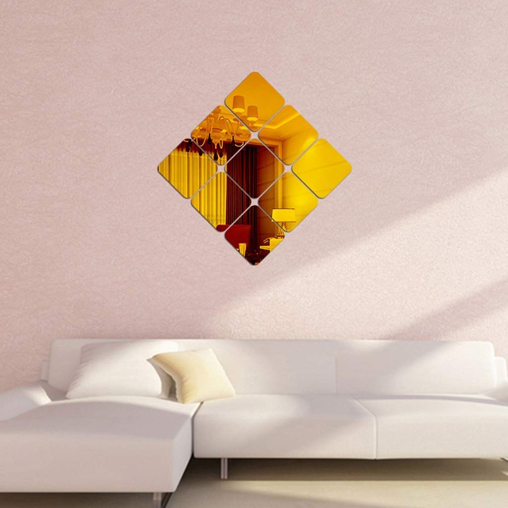 Mirror Wall Stickers 8 pcs Square Removable Mirror Art DIY Home