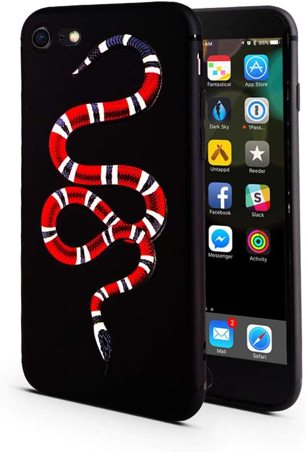 Case for iPhone 7 & iPhone 8 | Red Snake Designer | Luxury Clear Slim Designer | Cover/Bumper/Skin/Cushion (Compatible only with 4.7” iPhone) (Red)