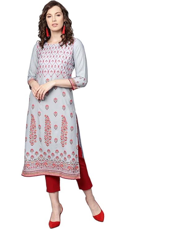 Crepe Printed Kurti(VPK1769_Grey_Free Size)