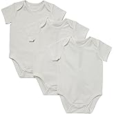 Hanes Unisex Baby Pure Comfort Short Sleeve Bodysuits, Infant Bodysuits, Boys & Girls, 3-pack