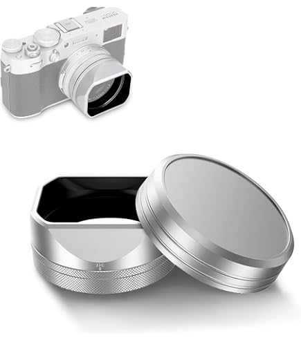Square Metal Lens Hood with Cover for X100VI X100V, Camera Square
