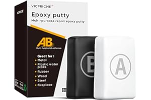 vicpricme epoxy Putty, Fast Repair of Metal, Plastic, Wood, Stainless Steel, Fiberglass, Tiles, Floors, Ceramics, Cement Filler, high Strength Adhesive Repairs Iron mud Glue(Black 200g)