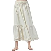 BEAUTELICATE Half Slip Skirt Extender 100% Cotton Vintage Underskirt with Embroidery Alencon Lace