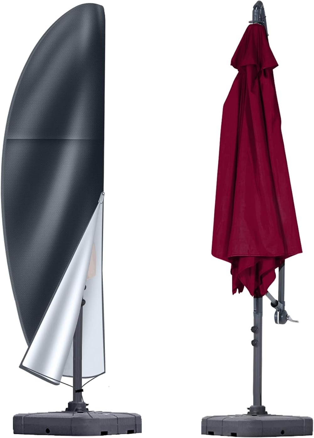 OKPOW Cantilever Parasol Cover 600D Oxford Waterproof UV Windproof 2.5m-4m