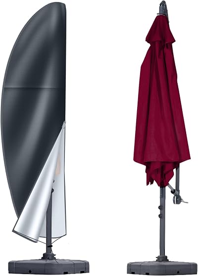 OKPOW Cantilever Parasol Cover 600D Oxford Waterproof UV Windproof 2.5m-4m