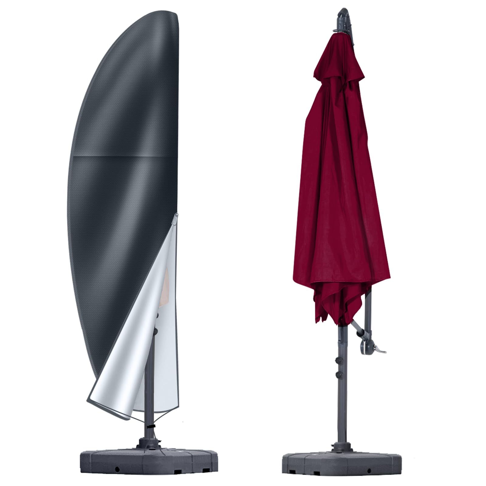 Cantilever Parasol Cover Waterproof, Fit for 2.5m 2.7m 3m 4m Patio Large Overhanging Outdoor Parasol,600D Oxford UV Resistant Windproof Garden Umbrella Cover with Zip