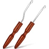 BALDCC 2 Sizes Wooden Latch Hook, Bent Latch Hook Tools for Hair | Crochet Hooks for Hair, Rug Hook, Latch Hook Tools for Micro Braids, Hair Extension, Rug Making and Crochet Crafts (Type 3)